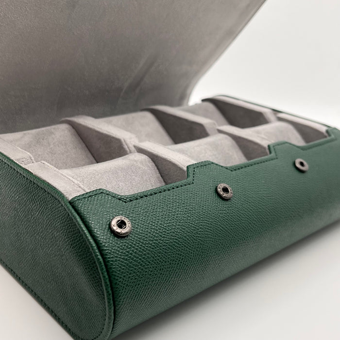 6-Slot Hexagonal Leather Watch Roll Box