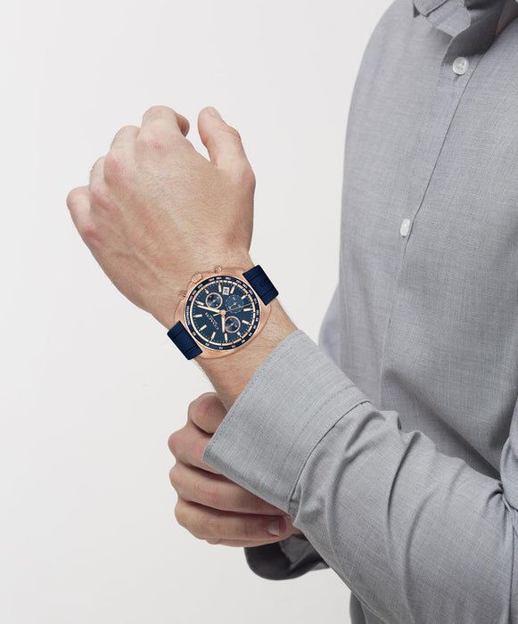 Coach Charter Chronograph Blue Dial Silicone Strap Men's Watch 14602730- Authentic
