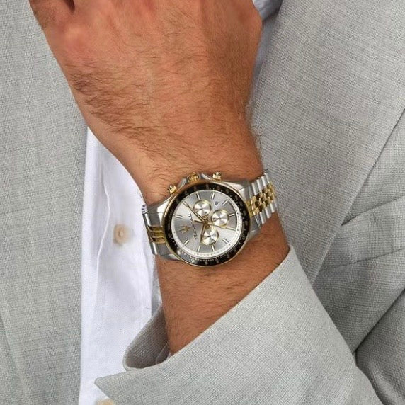 Maserati Sfida White dial With Two-tone Bracelet R8873640024- Authentic