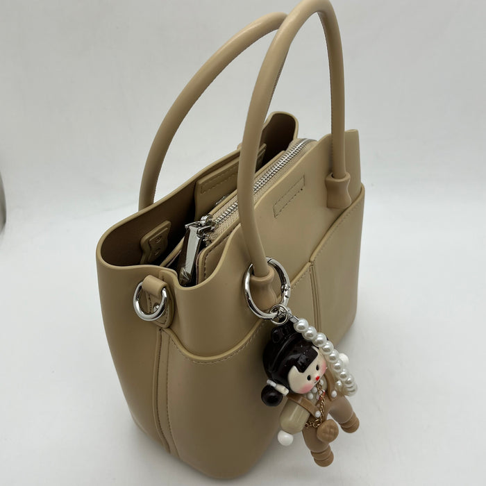 Genuine Leather Women Bag With Charm