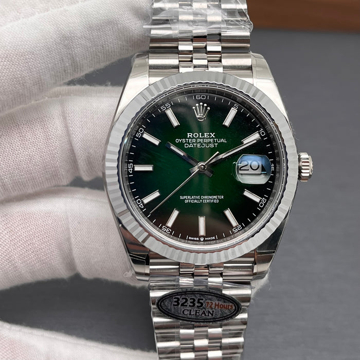 Rolex Oyster Perpetual Datejust 41 in White Rolesor with a Green Lacquer Ombré Dial Swiss Super Clone 2026
