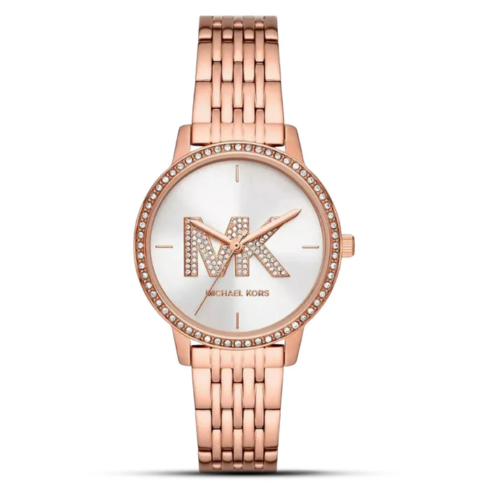 Michael Kors Melissa Quartz Silver Dial Rose Gold Steel Strap Watch For Women - MK1052 Authentic