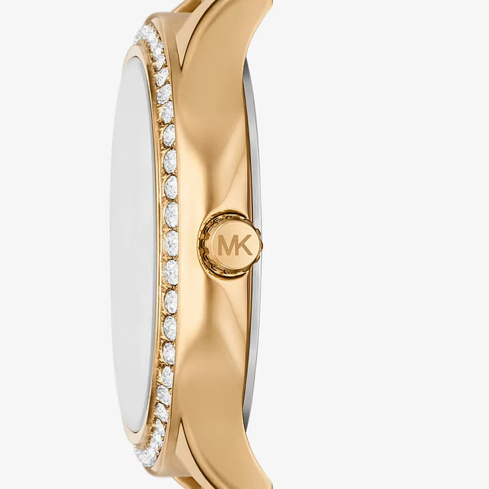 Michael Kors Sage Pavé Gold-Tone and Crocodile Embossed Leather Watch MK4819