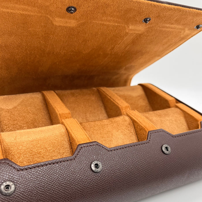 6-Slot Hexagonal Leather Watch Roll Box