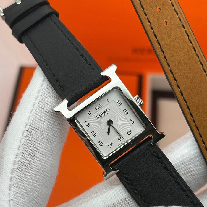 “H” Silver With Black Strap Watch