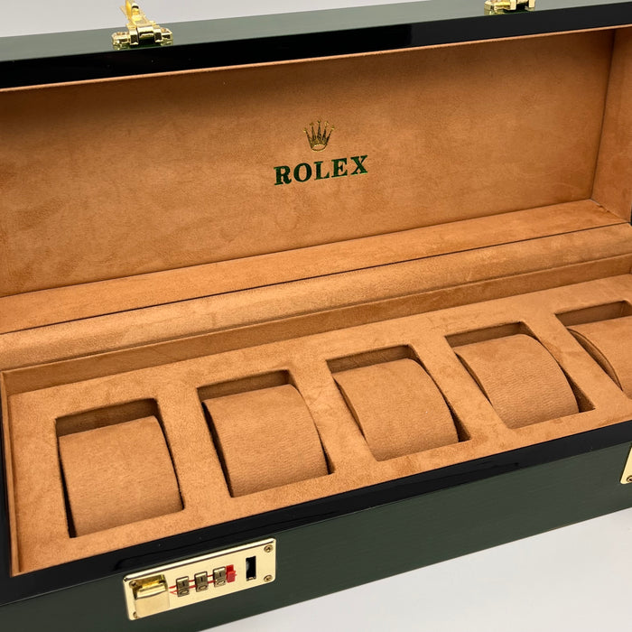 Rolex Luxury Green Wooden 5- Slot Watch
