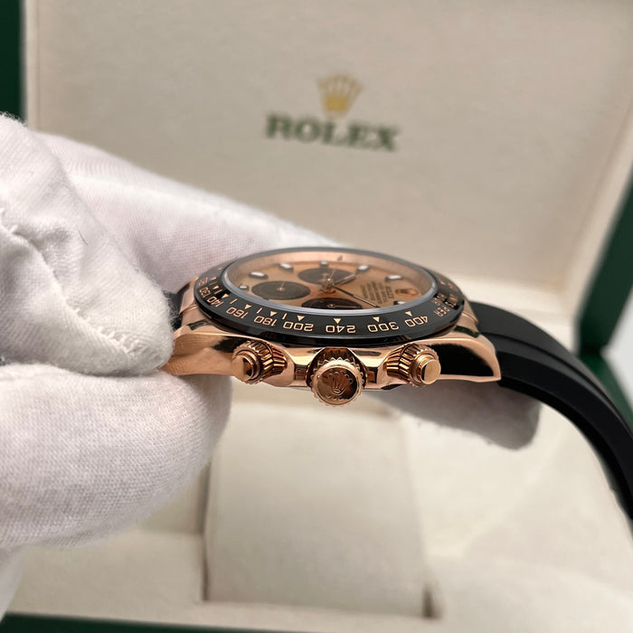 Rolex Daytona Leather  Watch Band Rubber RoseGold Dial 40mm (5A+)
