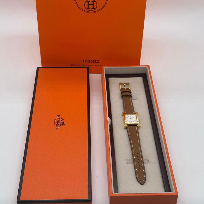 H Gold Stress Dial With Tan Leather Strap Watch