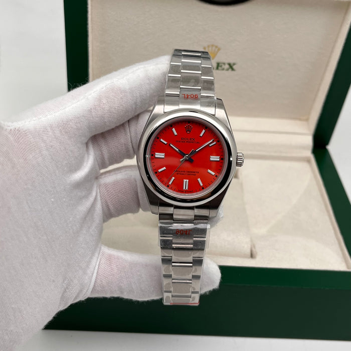 Rolex Oyster Perpetual Striking Coral Red Dial (5A+)