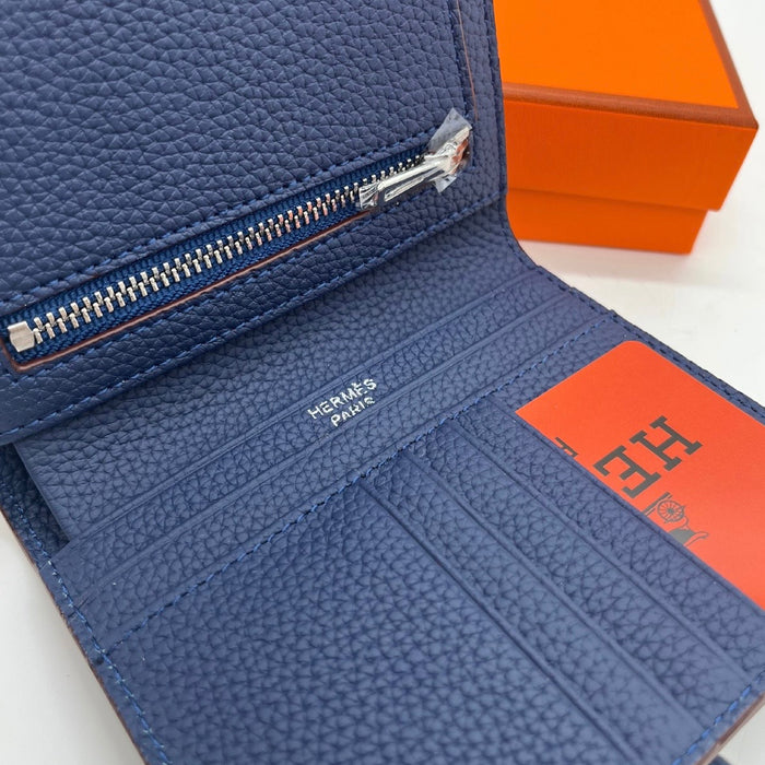 “H” Navy Blue Leather Wallet