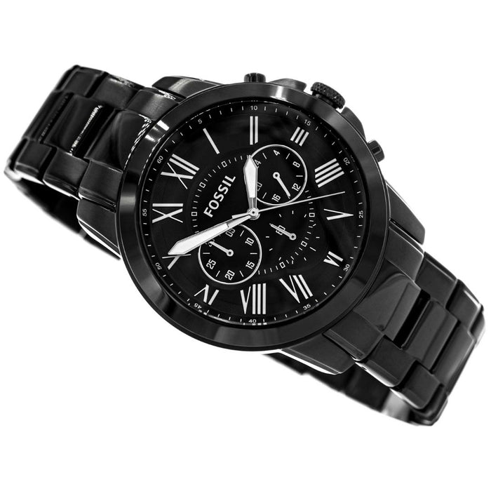 Fossil Grant Chronograph Black Dial Black-plated Men's Watch Authentic