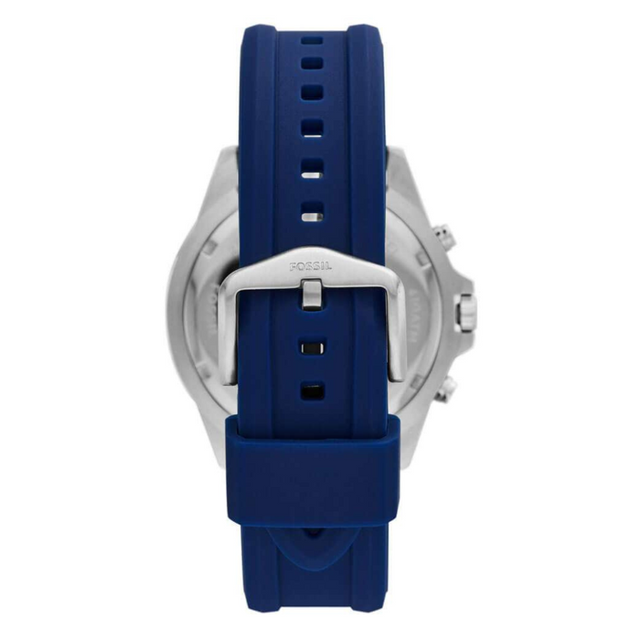 Fossil Garrett Chronograph Blue Dial Blue Rubber Strap Watch for Men Authentic