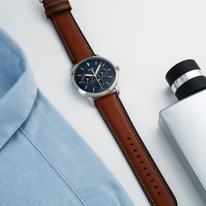 Neutra Moonphase Multifunction Brown Leather Watch Authentic