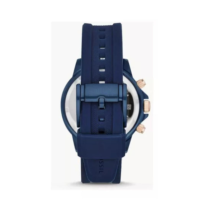 Fossil Men's Quartz Silicone Strap Blue Dial 45mm Watch Authentic