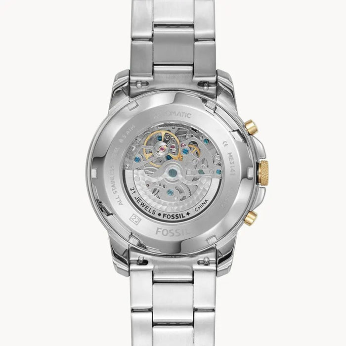 Fossil Men's Grant Silver Stainless-Steel Automatic Dress Watch Authentic