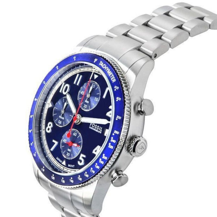 Fossil Sport Tourer Chronograph Stainless Steel Blue Dial Quartz Men's Watch Authentic