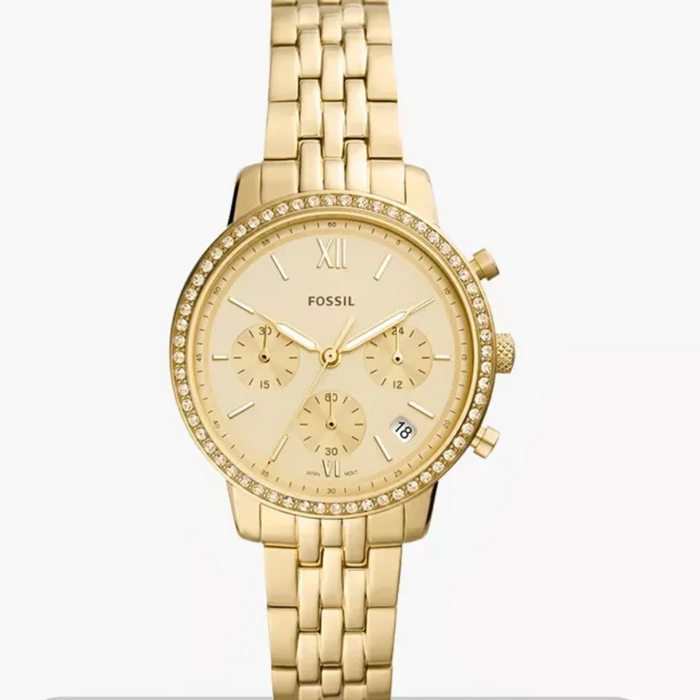 Fossil Neutra Chronograph Gold Dial Ladies Watch Authentic