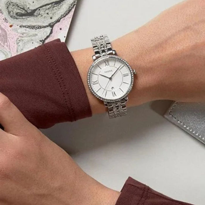 Fossil Women's Jacqueline Crystal Stainless Steel Watch Authentic