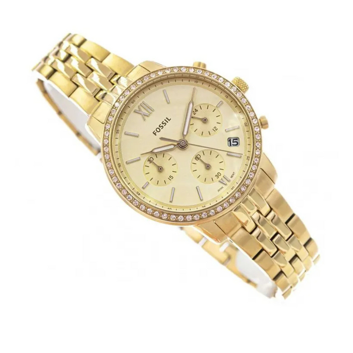 Fossil Neutra Chronograph Gold Dial Ladies Watch Authentic