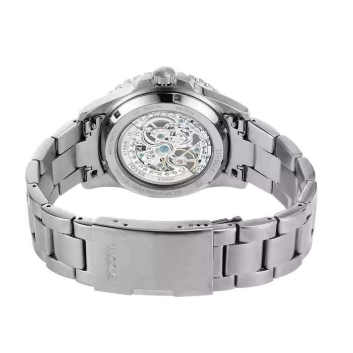 Fossil Men's Automatic Silver Stainless Steel Black Dial 42mm Watch Authentic