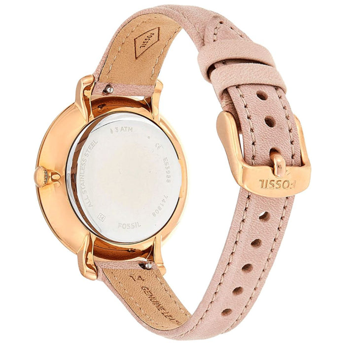 Fossil Women's Quartz Pink Leather Strap White Dial 36mm Watch Authentic