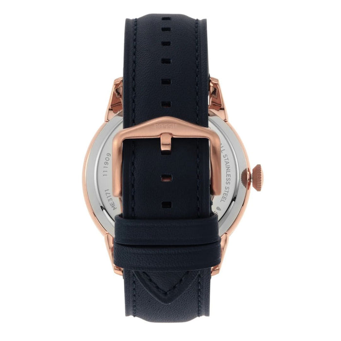 Fossil Townsman Men's Watch, Auto Chronograph, Rose Gold-Tone, Blue Leather Band Authentic