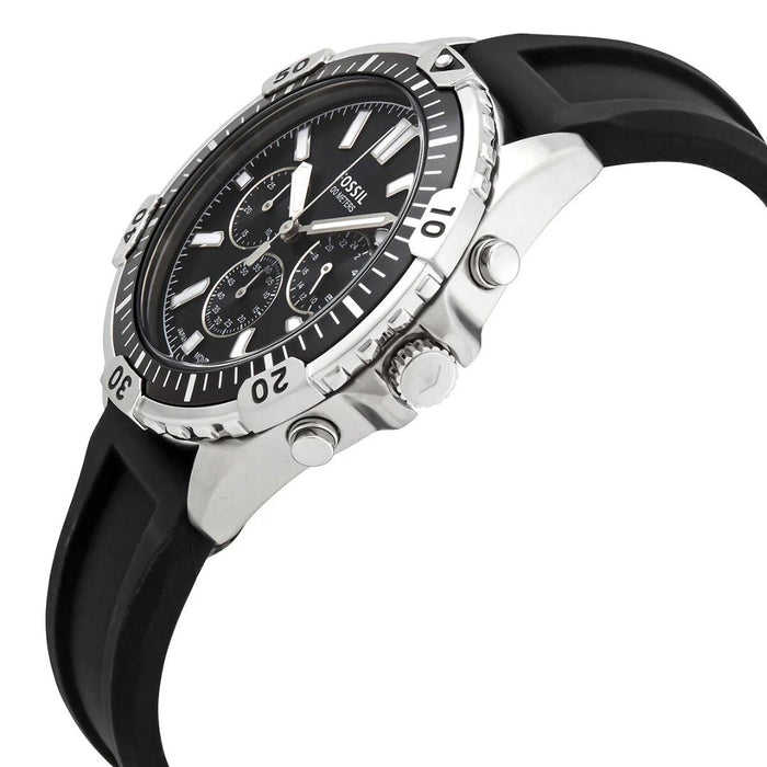 Fossil Garrett Chronograph Black Silicon Strap Watch Authentic