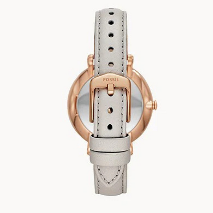 Fossil Jacqueline Mother of Pearl Dial Grey Leather Strap Watch for Women Authentic