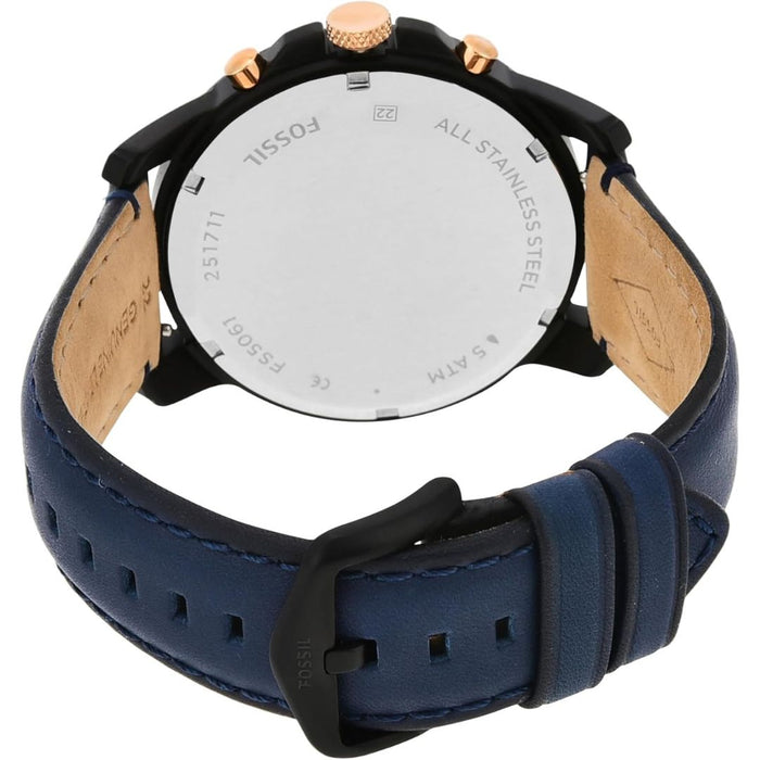 Fossil Grant Blue Dial Blue Leather Strap Chronograph Men's watch Authentic