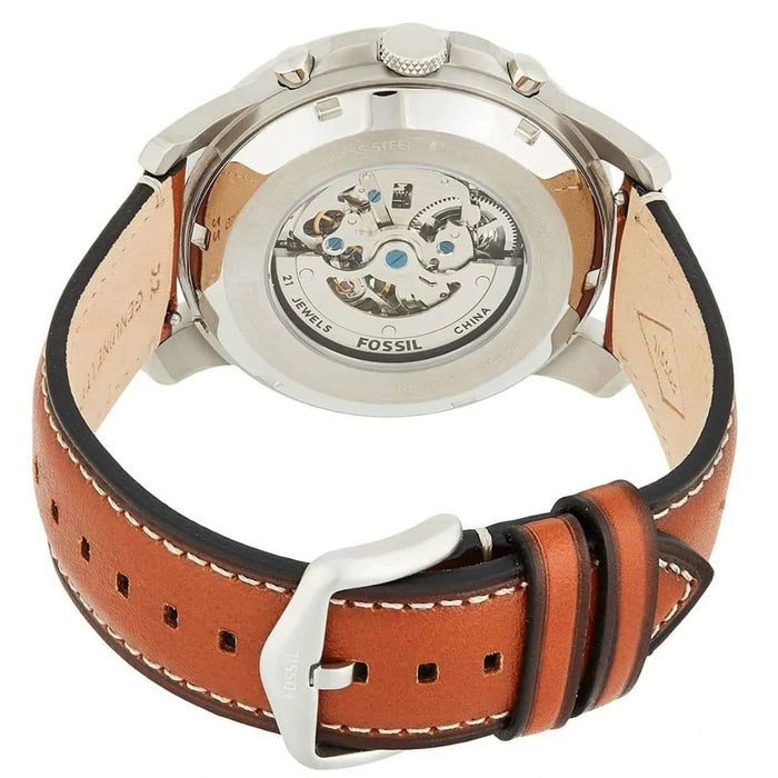 Fossil Forrester Automatic Amber Leather Watch Authentic