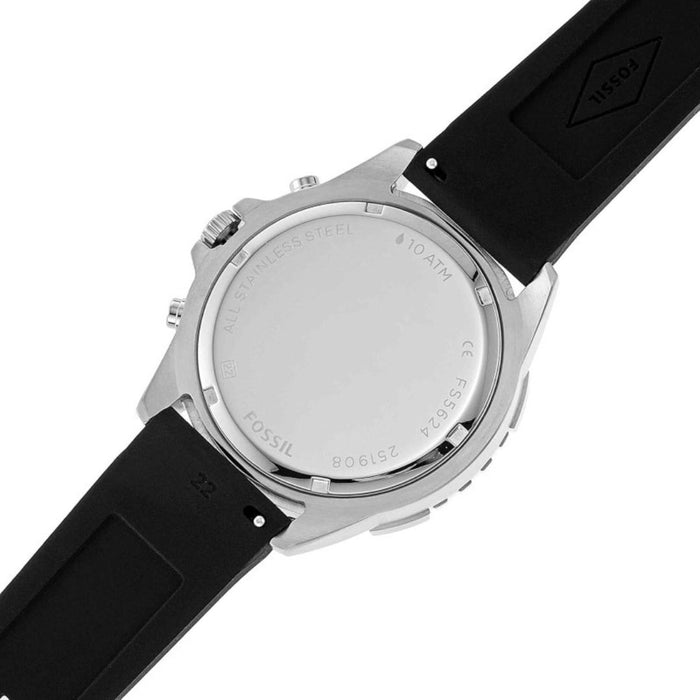 Fossil Garrett Chronograph Black Silicon Strap Watch Authentic