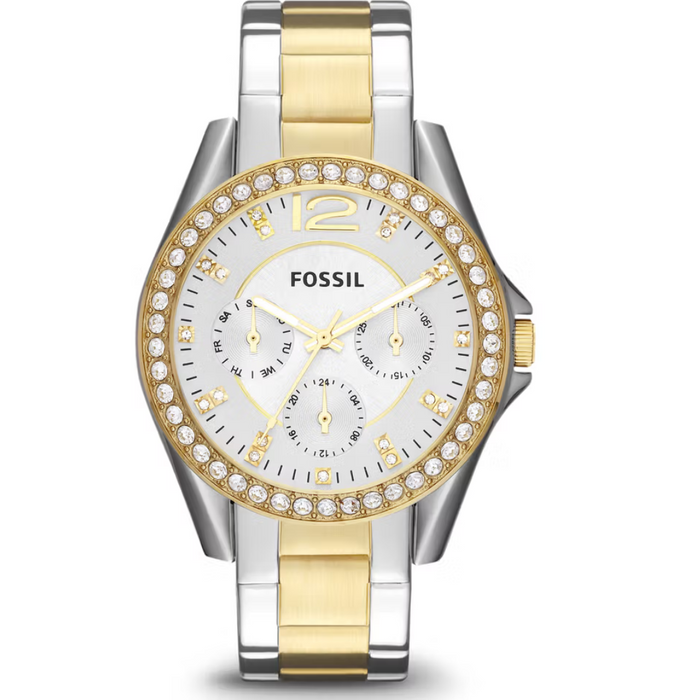 Fossil Original Women's Riley Two-Tone Stainless Steel Watch 38mm Authentic