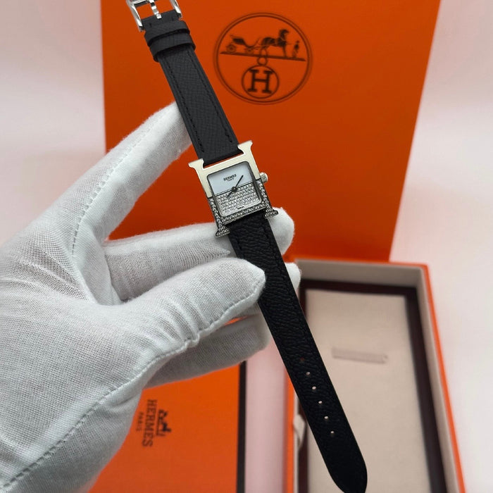 H Stress Silver With Black Strap Watch