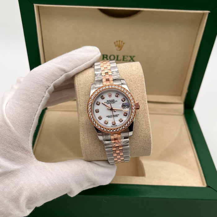 Rolex Lady Datejust White Dial Diamond Bezel 31MM - Jubilee Bracelet (5A+)