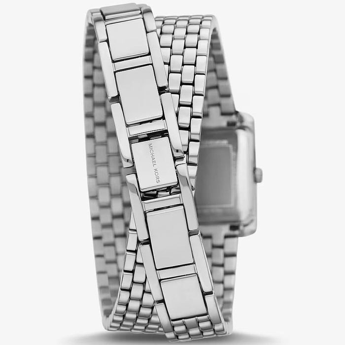Michael Kors Petite Emery Pavé Silver-Tone Double Wrap Watch MK4834 Authentic