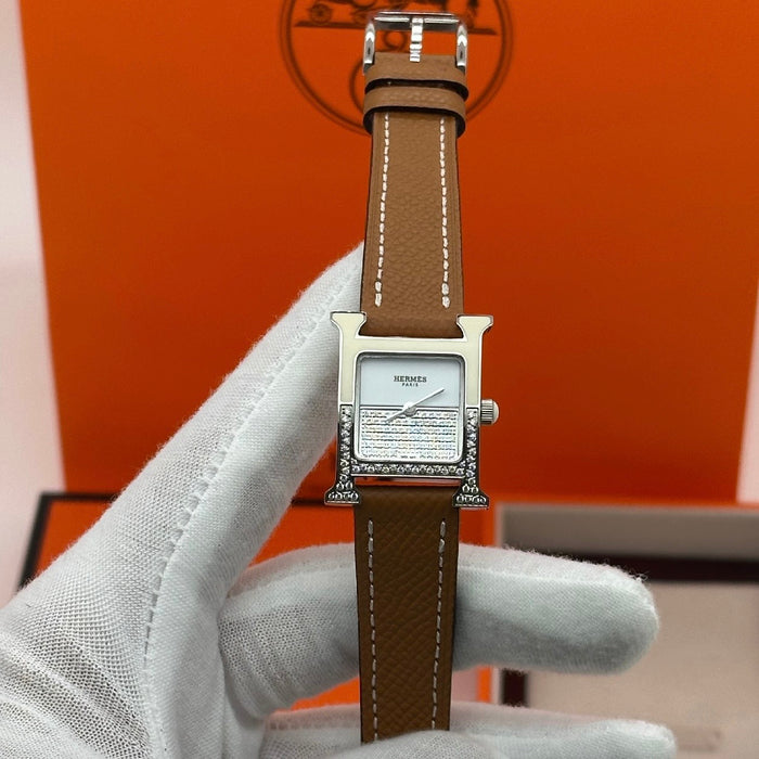 H Stress With Tan Strap Watch