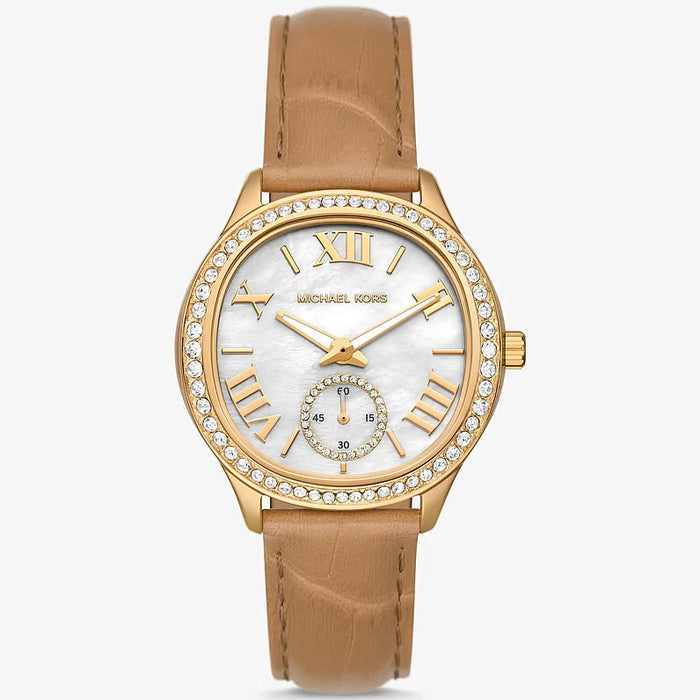 Michael Kors Sage Pavé Gold-Tone and Crocodile Embossed Leather Watch MK4819