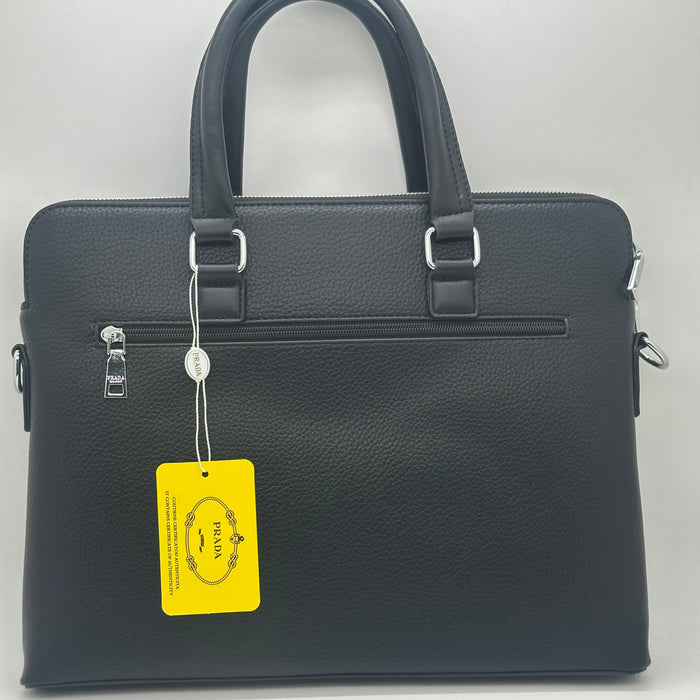 Prada pebbled leather laptop bag