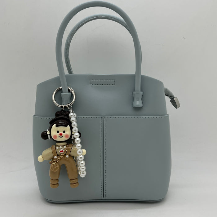 Genuine Leather Women Bag With Charm