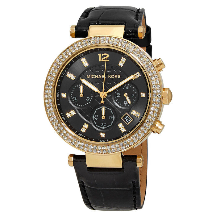 Parker Chronograph Quartz Crystal Black Dial Ladies Watch MK6984 Authentic