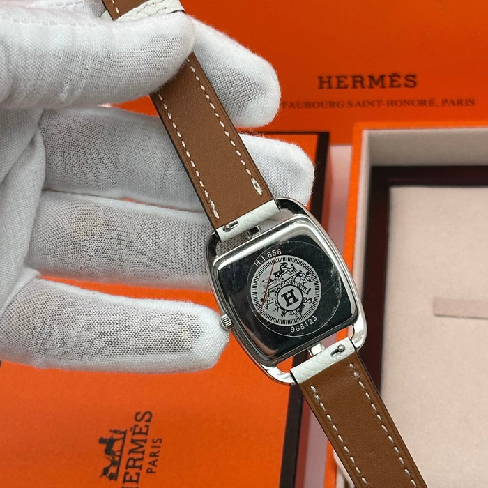 “H” Cape Cod Silver Plated White Strap Watch For Women