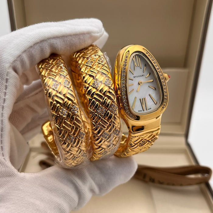 Bvlgari Serpenti Spiga Gold White MOP  Dial  (S)