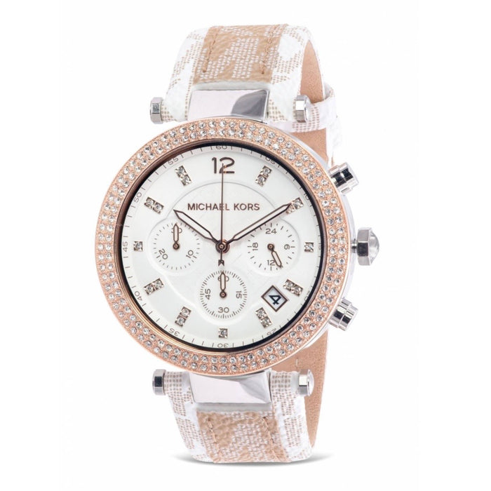 Michael Kors Parker Chronograph Camel Leather Ladies Watch MK6950 Authentic