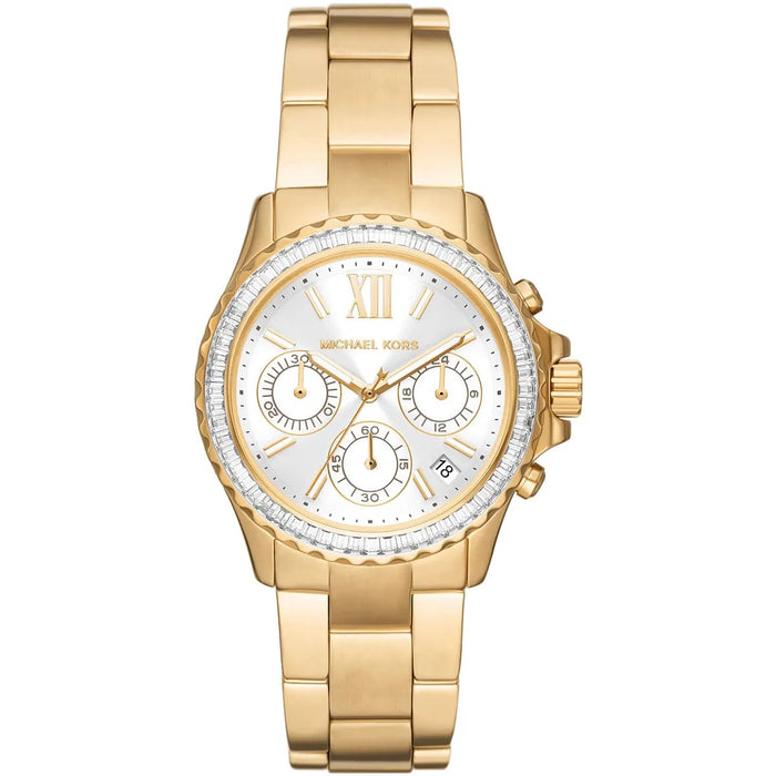 Michael Kors Everest Chronograph Gold Tone Stainless Steel Watch MK7212 Authentic