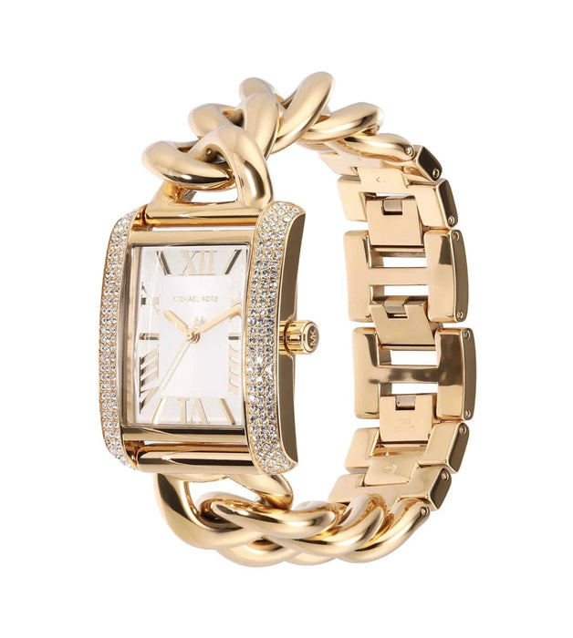 Michael Kors Oversized Emery Pavé Gold-Tone Watch Mk7300 Authentic