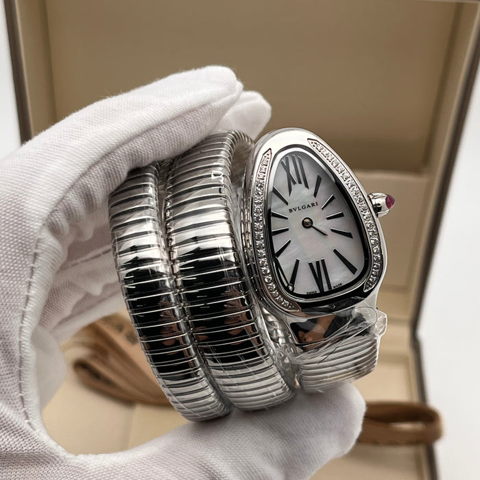 Bvlgari Tubogas 35 mm Silver MOP Dial  (S)