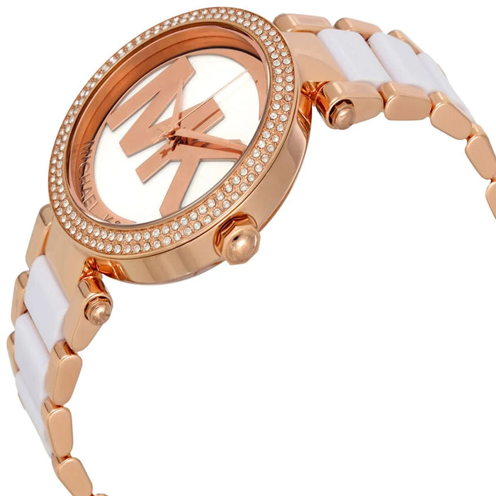 Michael Kors Parker Rose Gold-Tone and White Women's Watch MK6365 Authentic