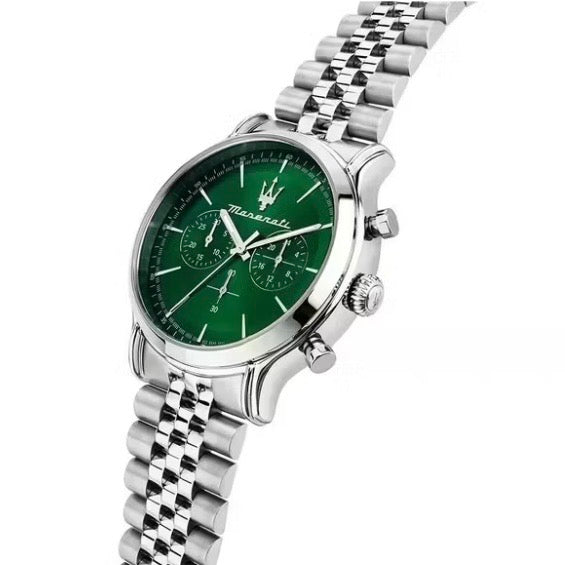 Maserati Epoca Chronograph Green Dial with silver-tone accents R8873618033- Authentic