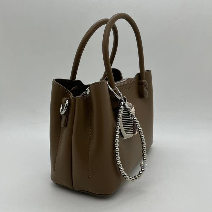 Genuine Leather Women Mini Cross Bag With Labubu Charm