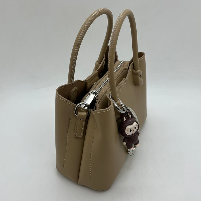 Genuine Leather Women Mini Cross Bag With Labubu Charm